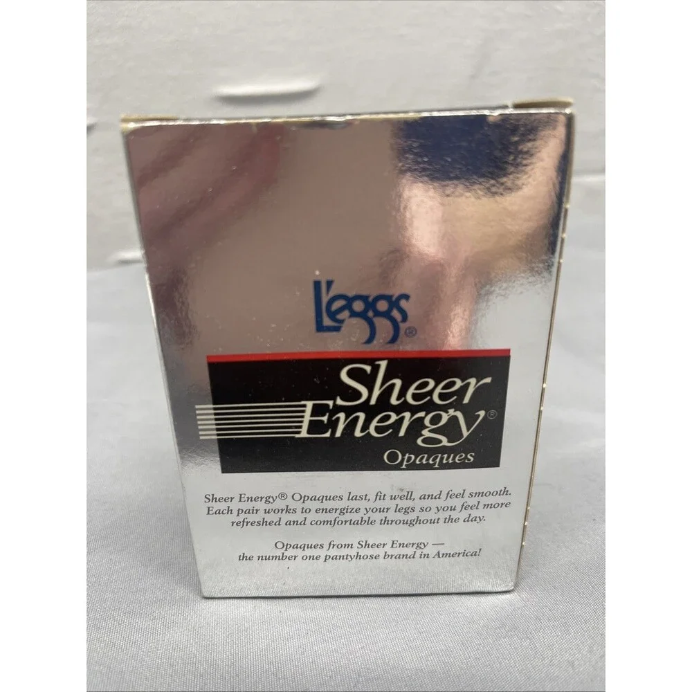 Vintage L'eggs Sheer Energy Opaques Pantyhose Sheer Toe Jet Black Size Q